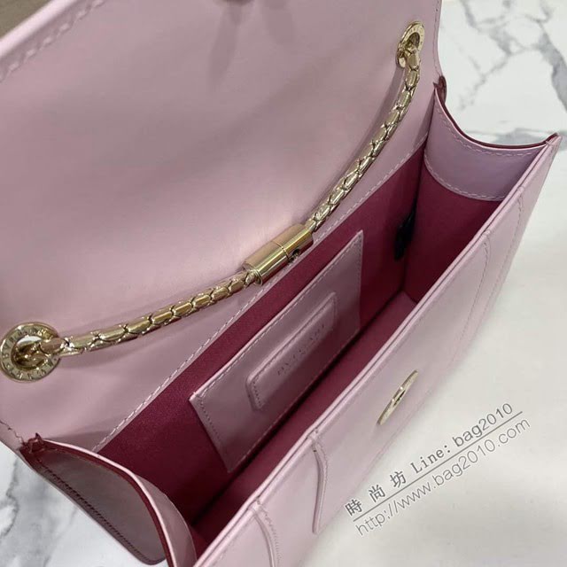 Bvlgari女包 寶格麗單層新品撞色 Serpenti Forever斜挎包 小號淺粉鏈條女包  fyd1468